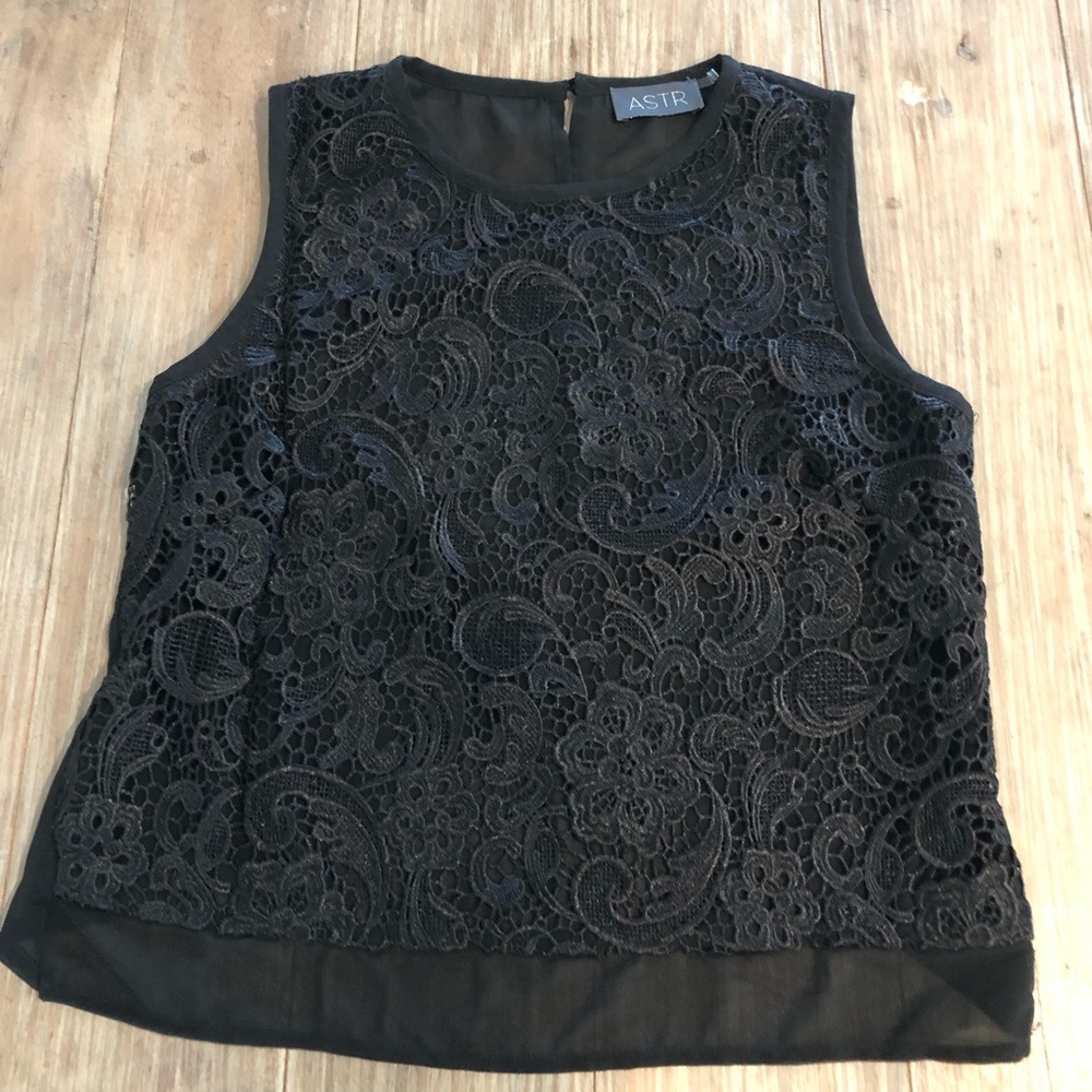 ASTR black Lace Tank with Open back